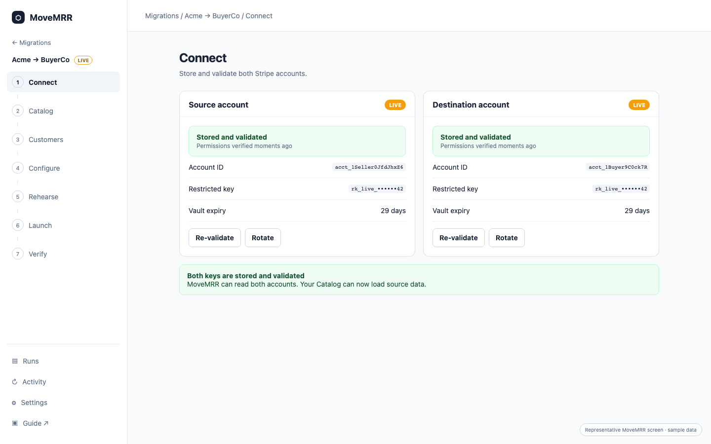 Connect both stripe accounts