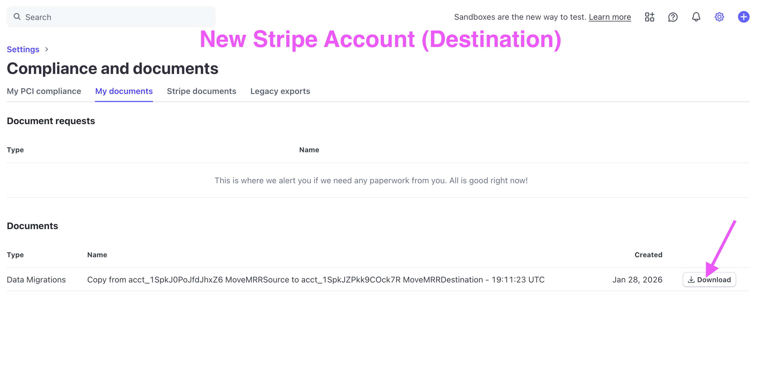 Stripe download data migration csv